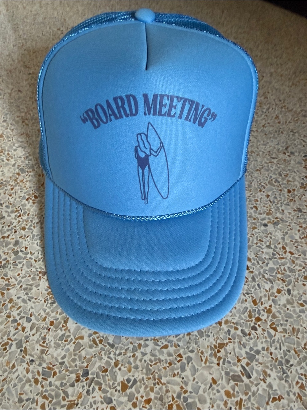 "BOARD MEETING" Blue Surf Trucker Hat